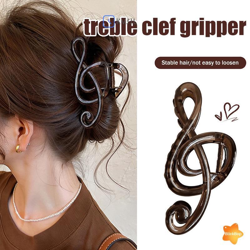 [KvJJL-t] Mobius Strip Shape Da Báo Vuốt Tóc Kẹp Nhạc Lớn Ghi Chú Kẹp Tóc Thời Trang Giữ Mạnh Quà Tặ