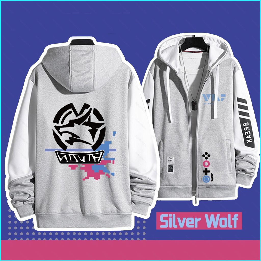 SY3 Honkai Star Rail Bạc Sói Vẽ Tay Áo Khoác Áo Khoác Tùy Chỉnh Cá Tính Full Zip Áo YS3