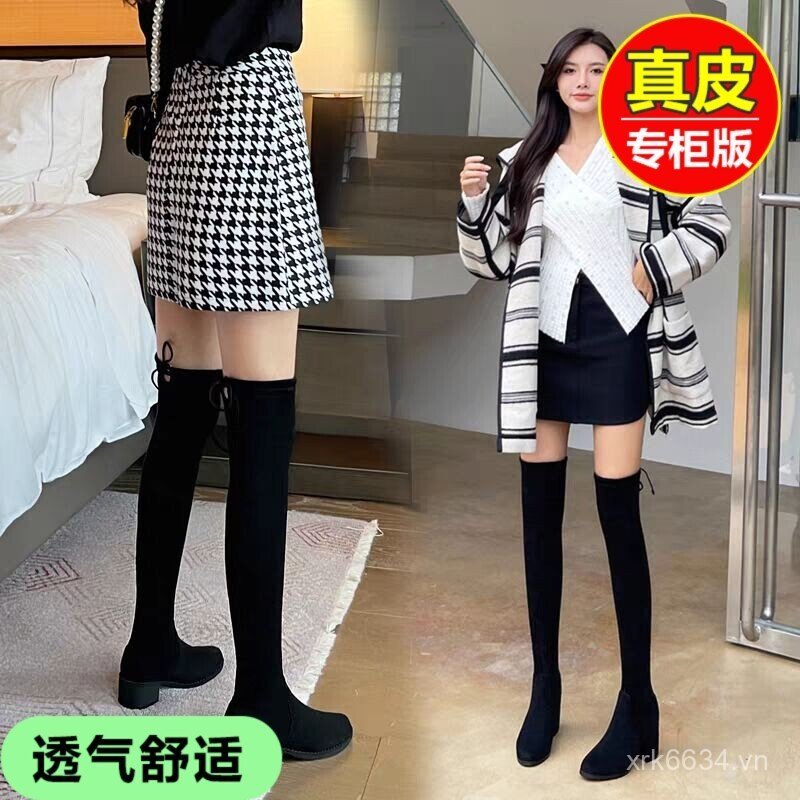 Giày Bốt Mỏng Cao Gót Phổ Biến Nữ 2025 Phong Cách Mới Phiên Bản Hàn Quốc Giày Cao Cổ Nhỏ Thu Đông Ló