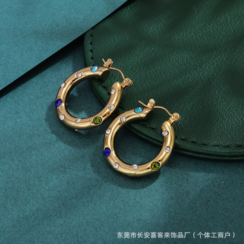 Earrings French Fashion Beautiful Circle Earrings Original Women's Earrings Earrings Ear Clip Colorf