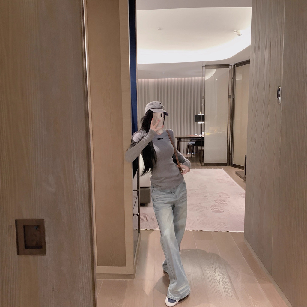 FF6I MIUMIU Autumn and Winter New logo Letter Slimming High Neck Base Shirt Fashion Versatile