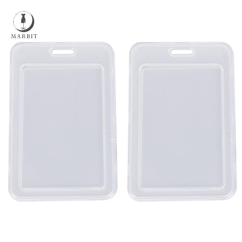 Marbit 2 chiếc Vỏ thẻ tên bằng nhựa trong suốt đơn giản Hộp đựng thẻ ngân hàng FHS