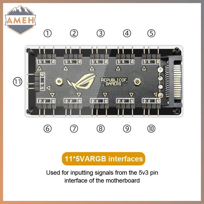 Technicolorepic PC Quạt Làm Mát ARGB HUB 1 Đến 11 5V 3Pin Dải LED Ánh Sáng HUB Adapter SATA Power AR