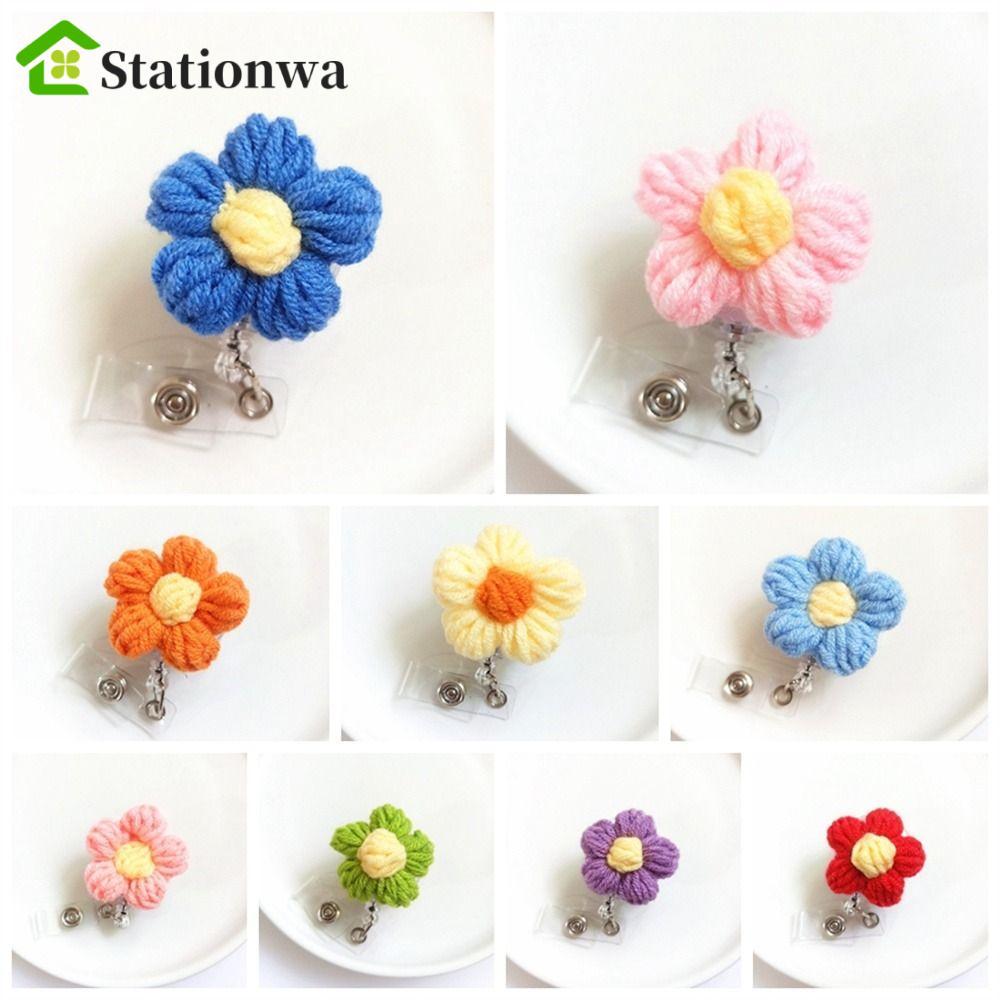 STATIONWA Nurse Badge Reel, Giá đỡ huy hiệu hoa có thể thu vào bằng len, Thẻ ID Người giữ huy hiệu T