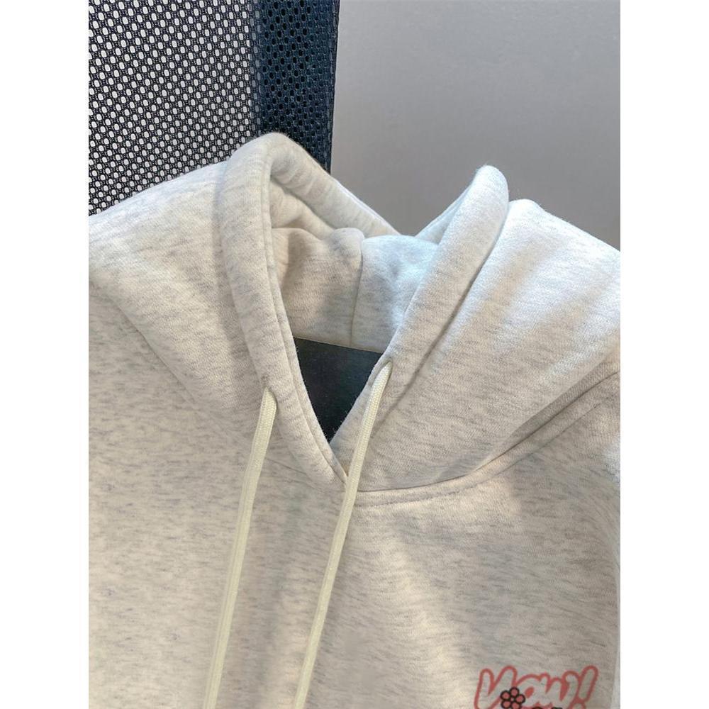 Cute Japanese-style women's hoodie with 'soft girl' style, adorable Kitty cat pattern, warm fleece l