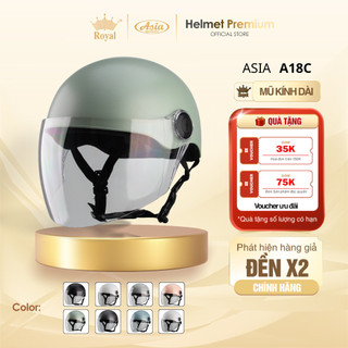  Mũ Bảo Hiểm Nam Nữ Nửa Đầu Asia A18C - Có Kính Trắng Chống Nắng Vỏ Abs Sơn Tĩnh Điện 