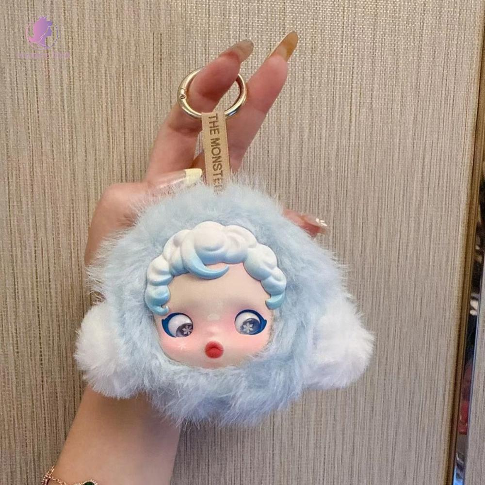 NGUỒN GIỚI HẠN Búp bê Skullpanda nhỏ, Pop Mart Trang trí Tượng búp bê Skullpanda, Vòng chìa khóa ô t