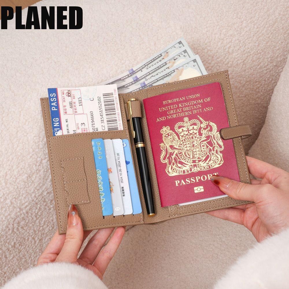 PLANED Túi Hộ Chiếu PU, Hộp Đựng Thẻ Hộ Chiếu Ví Du Lịch, Hộp Đựng Vé Sáng Tạo Máy Bay Check-in Đa N