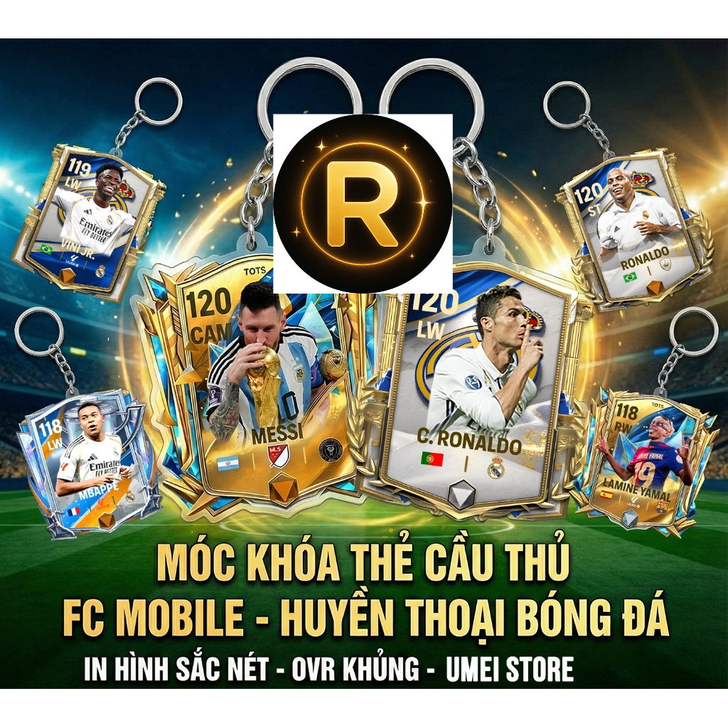 Móc Khóa FC Mobile Móc Khóa Bóng Đá Thẻ Cầu Thủ Messi, Ronaldo, Beckham, Torres, Mbappé... -RIN HUDA
