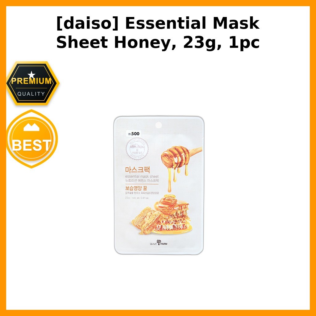 [daiso] Essential Mask Sheet Honey, 23g, 1 cái/ Khẩu trang Hàn Quốc/ Tăng độ ẩm/ Chính hãng của kdra