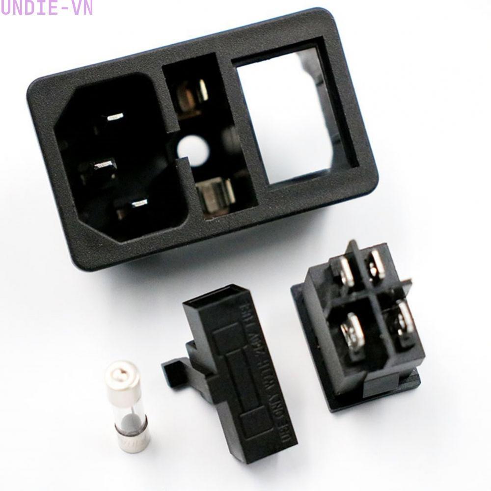 UNDIE❤️Fuse Switch 250V 10A Connector Fuse Holder Fuse Switch Metal PowerCord Silver