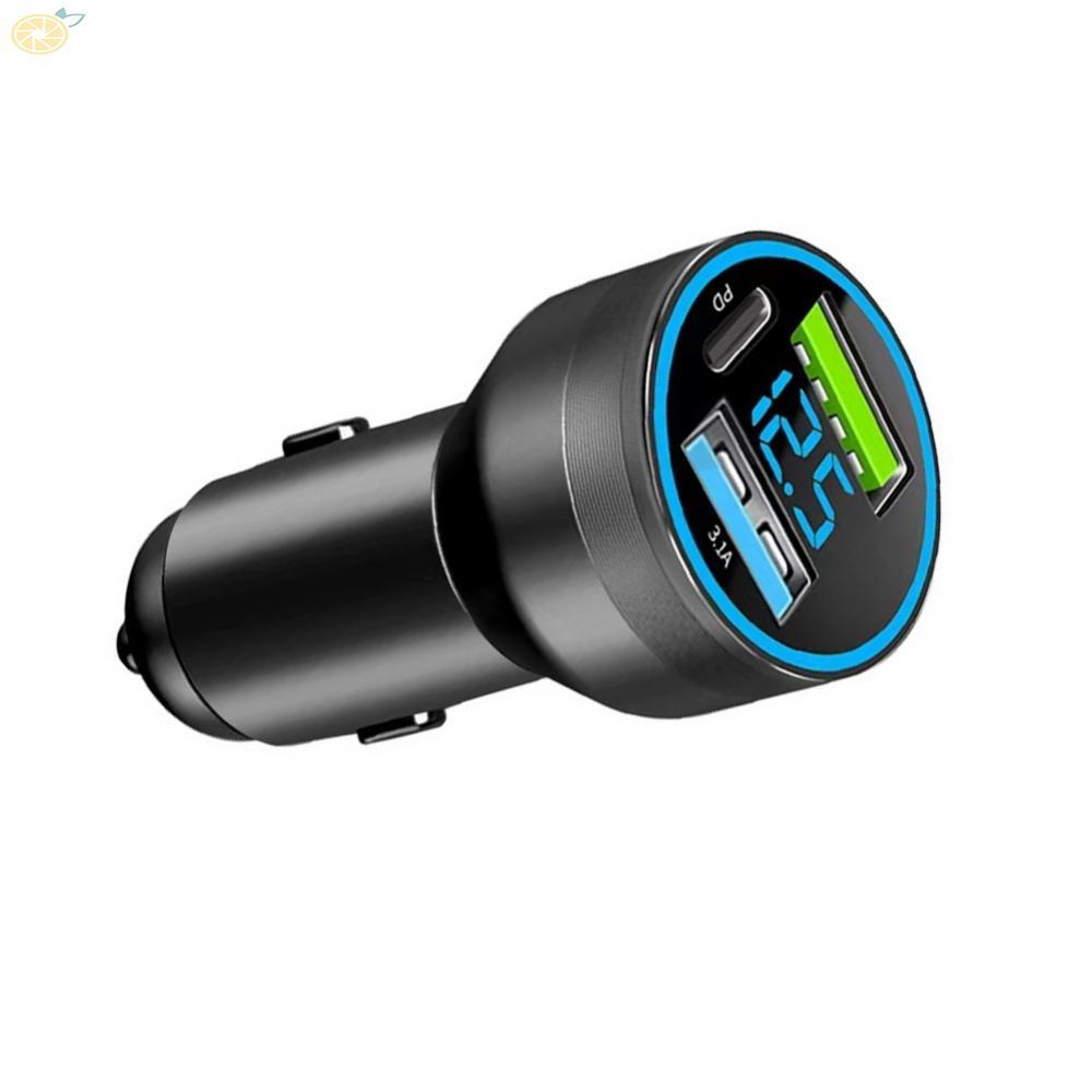 Bộ sạc ô tô 30W PD Chất liệu hợp kim nhôm Màn hình kỹ thuật số Hai cổng PD30W