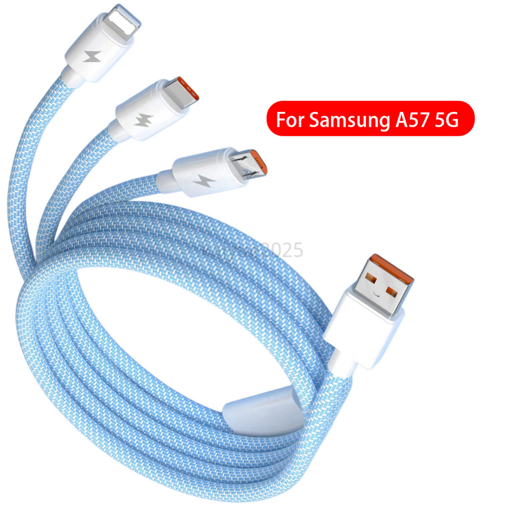 Cáp sạc nhanh 3 trong 1 cho Xiaomi Samsung A57 5G A37 5G Micro 66W USB Type C Dây sạc nhiều dây sạc 