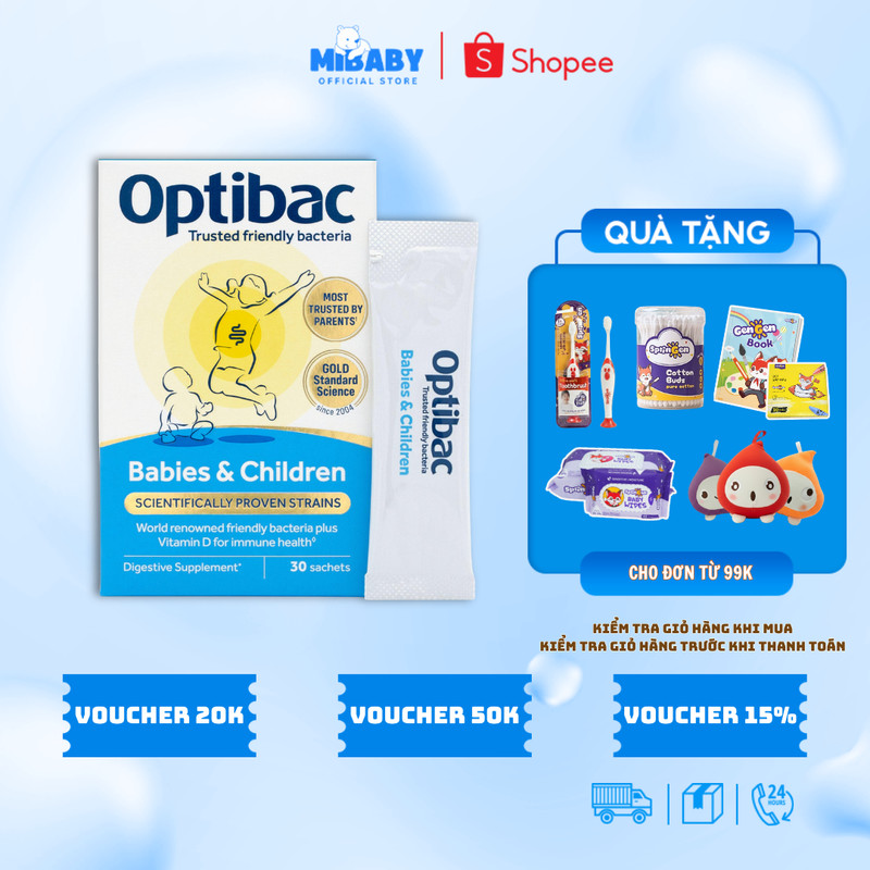 Men Vi Sinh Optibac Babies & Children 30 Gói – Bổ Sung Tỷ Lợi Khuẩn, Hỗ Trợ Đường Ruột Cho Bé
