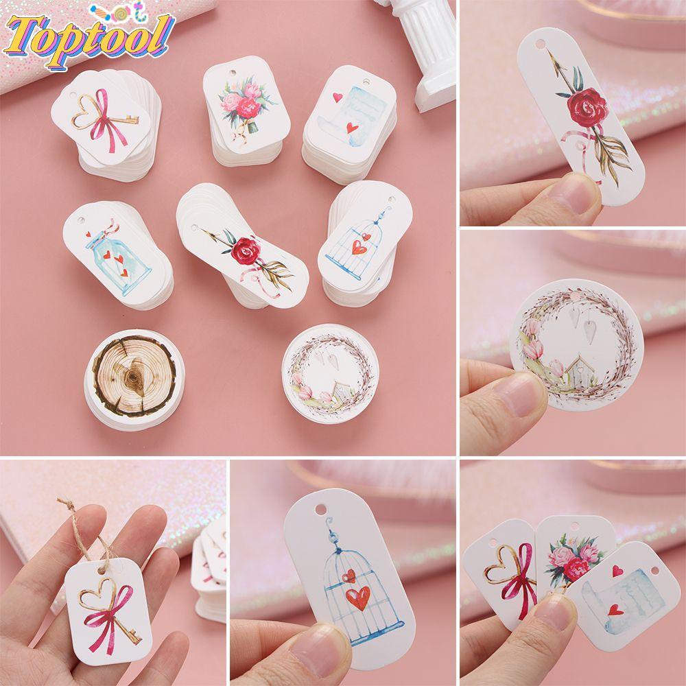 TOPTOOL 50 Chiếc Ngày Lễ Tình Nhân Nhãn Giấy Kraft May Đảng Thẻ DIY Kraft Tag