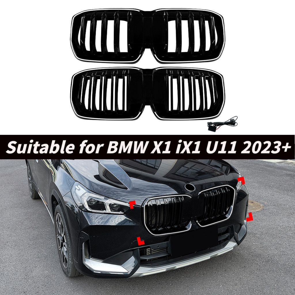 Dành cho BMW X1 iX1 U11 2023 + sửa đổi lưới tản nhiệt phía trước chiếu sáng một dòng và hai dòng