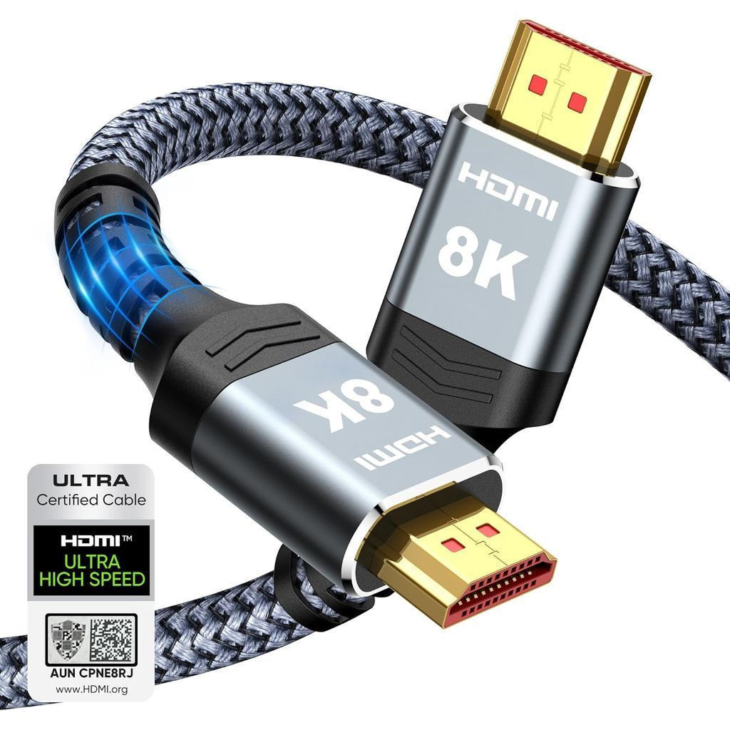 Dây bện HDMI tốc độ cao 48Gbps 6,6 Feet / 2 mét, Dây bện HDMI tốc độ cực cao được chứng nhận-4K @ 12