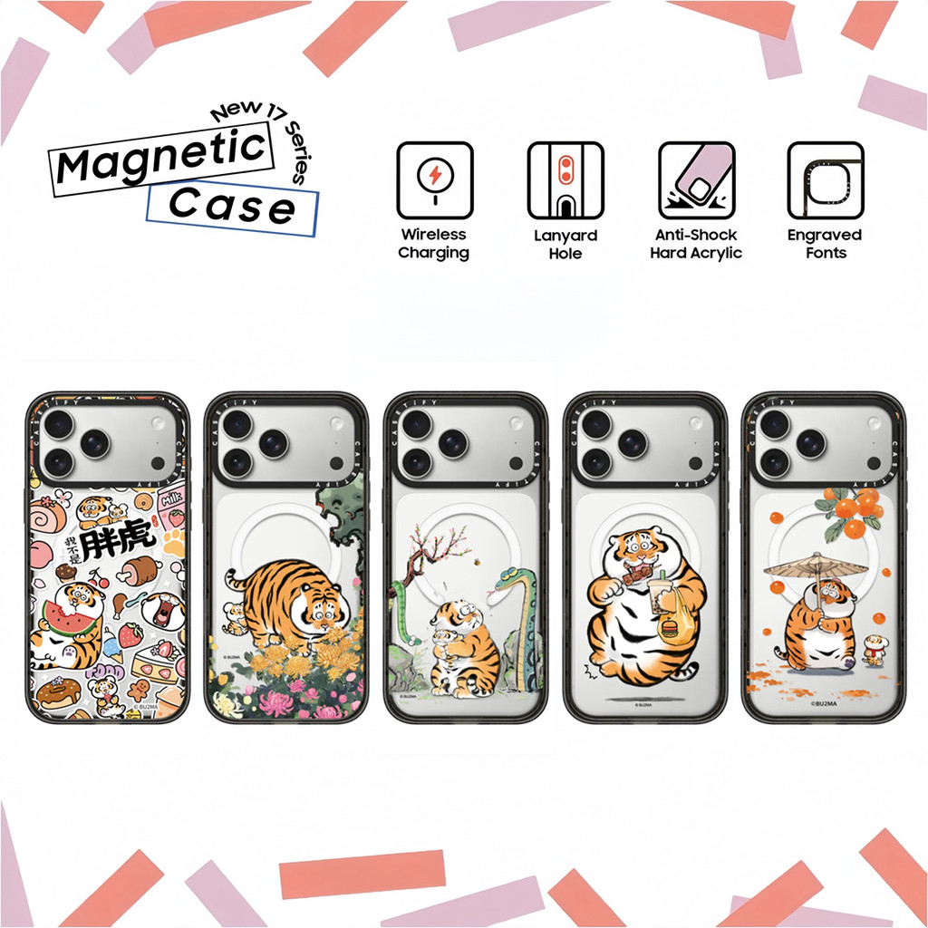 CASETi ‌‌Ốp lưng Acrylic bằng nhựa cứng BU2MA Tiger Fat và Happy cho iPhone 17 16 Air 12 13 14 15 Pl