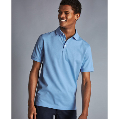 CHARLES TYRWHITT - Áo polo nam tay ngắn Tyrwhitt Pique_JEP0340-SKY
