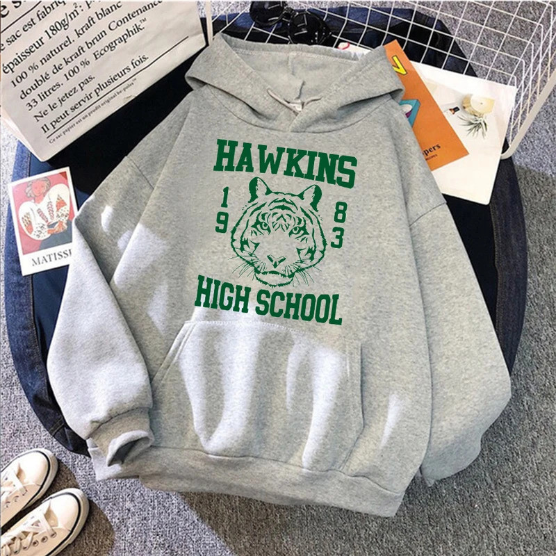 Hawkins High School Tiger Hoodie Hellfire Club Surfer Boy Pizza Sweatshirts Cozy Tops Sudadera Felpa