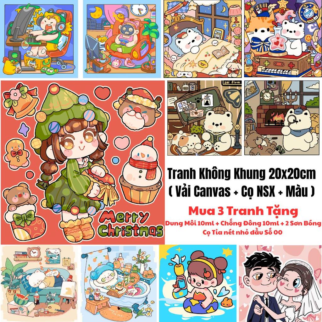 [Tranh 20x20cm không khung ] Tổng hợp các mẫu tranh tô màu theo số 20x20cm