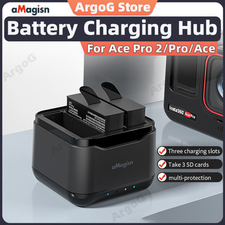 aMagisn Đế Sạc Pin cho Insta360 Ace Pro/Ace + Khe SD 3 Kênh Phụ Kiện Ace Pro