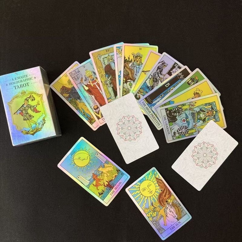 TAROT đầy màu sắc Phiên bản nâng cấp đầy màu sắc Bức xạ Laser TAROT Thẻ Flash TAROT Phiên bản cổ điể