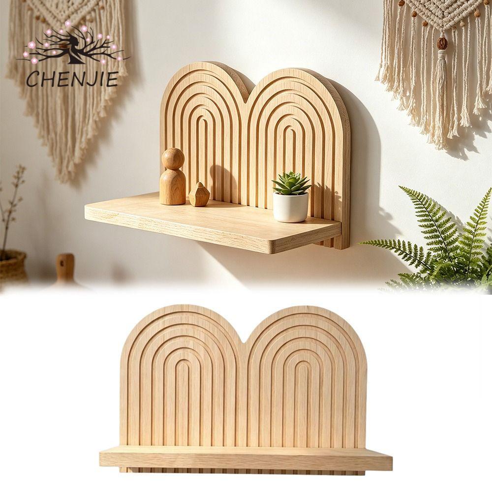 CHENJIE Kệ BENJIE Boho, Kệ treo tường trang trí tường thiết kế nhiều lớp, Phong cách hình học Thiết 
