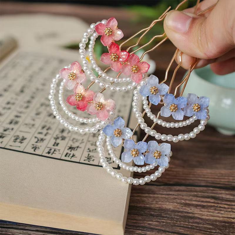 Nhỏ Hoa Tươi Kẹp Tóc Cặp Kẹp Tóc Phong Cách Cổ Đại Hanfu Gradient Hoa Nhỏ U Kẹp Tóc Kẹp Tóc Kẹp Tóc 