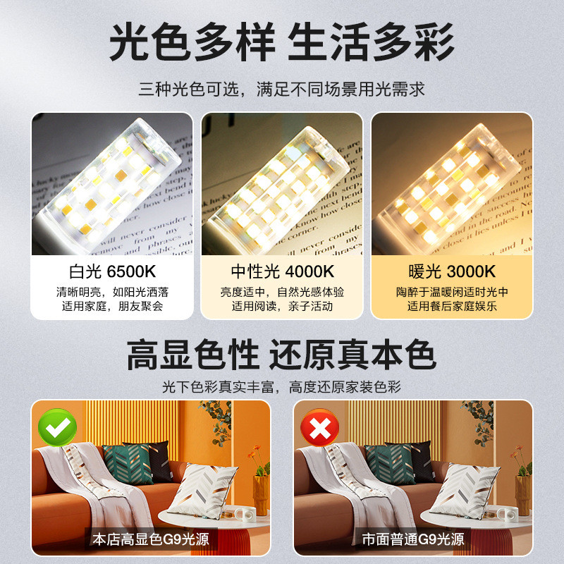 G G G9 Bóng Đèn led Pin Bóng Đèn Nhỏ 220V Màn Hình Cao Tiết Kiệm Năng Lượng Đèn Gia Đình Gốm G4 Ngô 