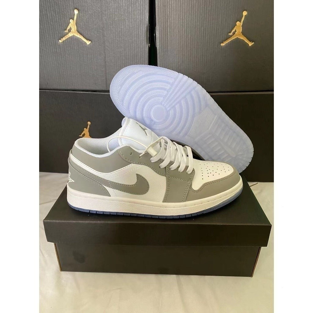 Giày thể thao nam Air Jordan 1 low "Wolf Grey" AJ1 Xám DIO nbsf