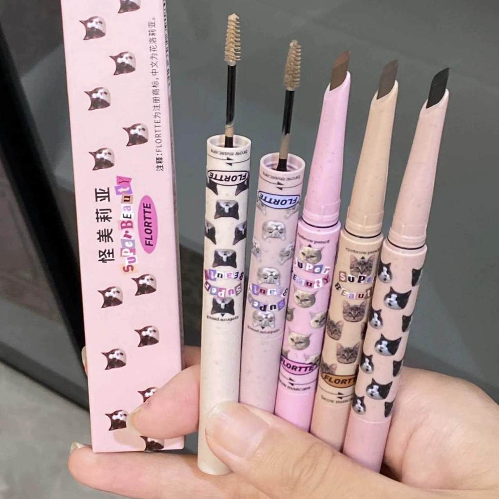 bút kẻ lông mày chì kẻ mày Flortte Flortte Bút Chì Lông Mày Hai Đầu Kem Nhuộm Lông Mày Nữ Giả Nước C