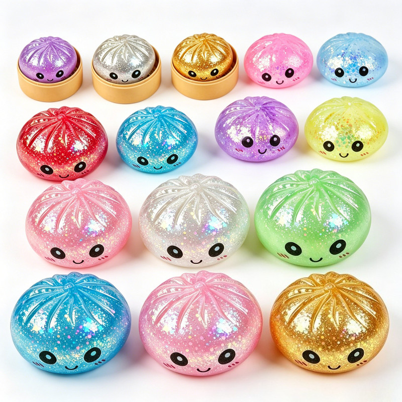 8.5cm Long Lanh Bun Squishy Đồ Chơi Có Hộp Hấp 1 / 2 / 3 / 4 Miếng Gói Giá Trị Plus 5cm Phiên Bản Pe