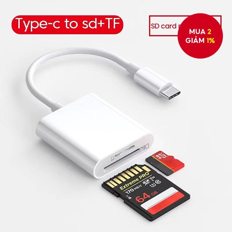 Đầu đọc thẻ 2 trong 1 Type C IOS Lightning Card Reader Flash Drive TF SD Card Reader cho iPad, máy t