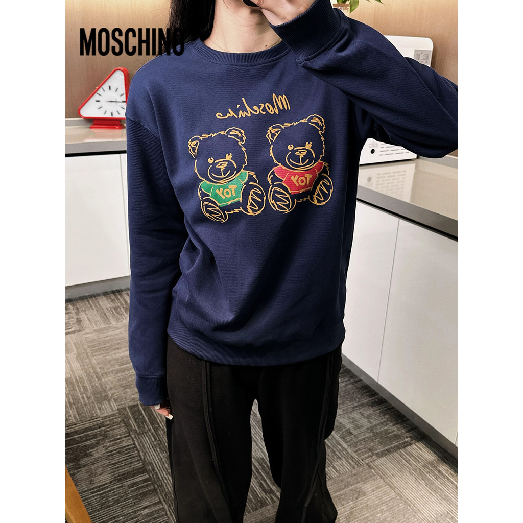 Logo MOSCHINO Áo nỉ họa tiết gấu Áo mùa thu