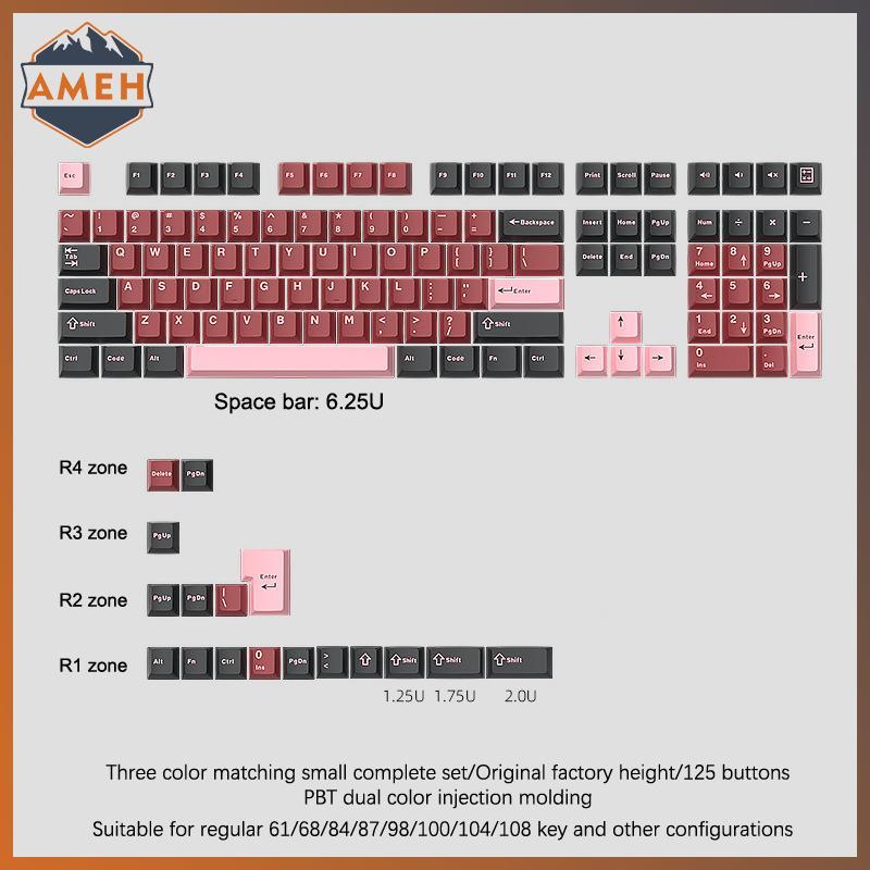 Technicolorepic 126 Phím Double Shot Keycap PBT Cherry Bàn Phím Chơi Game Cơ Học Cho MX Switch Keyca
