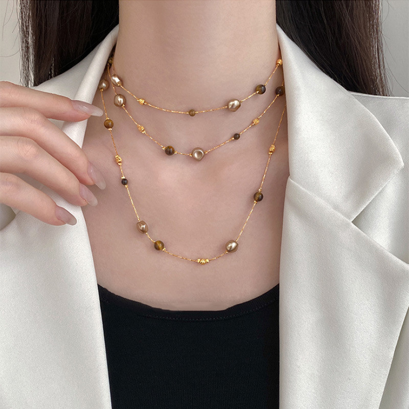 Vòng cổ ngọc trai mắt hổ Maill