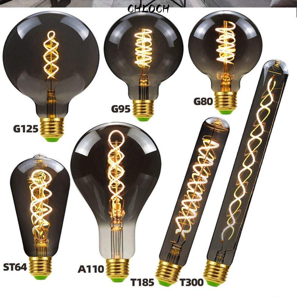 Bóng đèn cổ điển CHLOCH Vintage, Dây tóc dây tóc màu xám mạ điện, nóng E27 220V Đèn Edison màu trắng