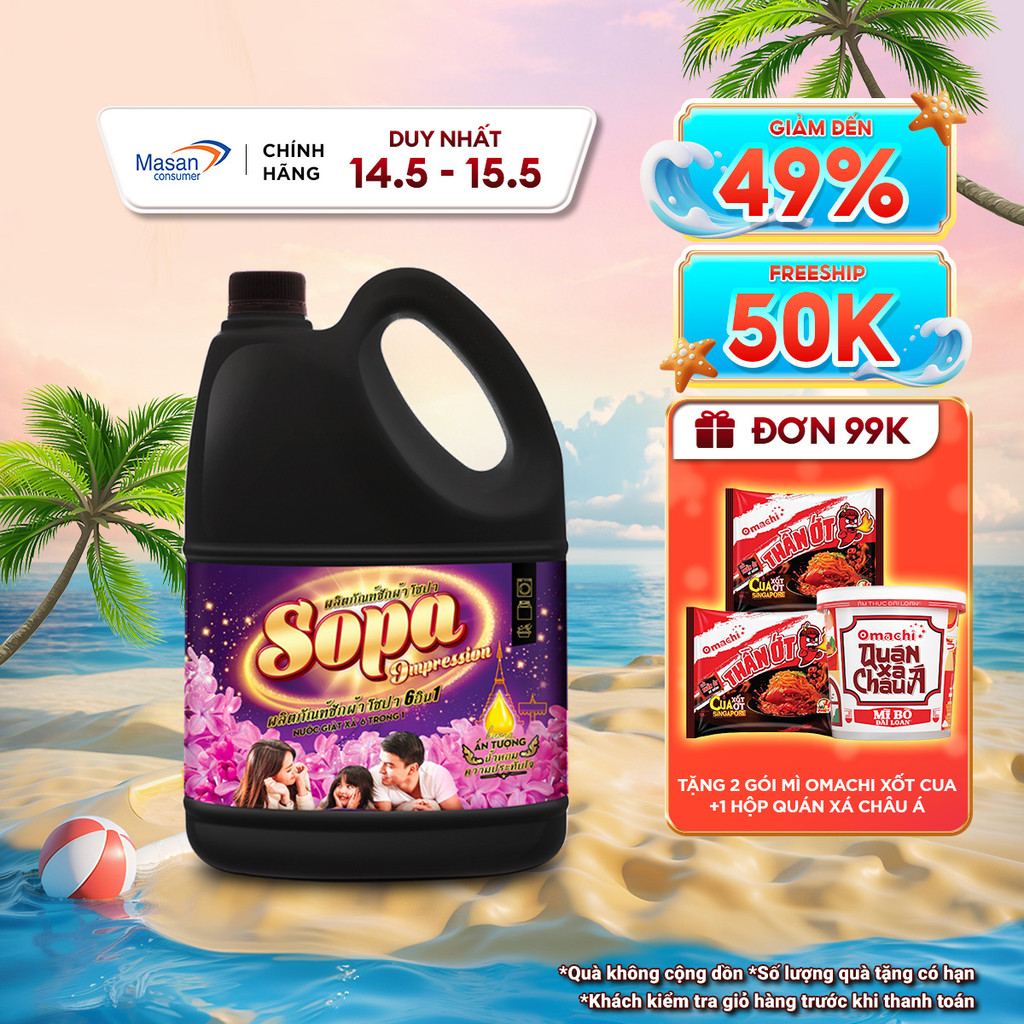 Nước Giặt Xả 6 Trong 1 Sopa Ấn Tượng Chai 3.4KG