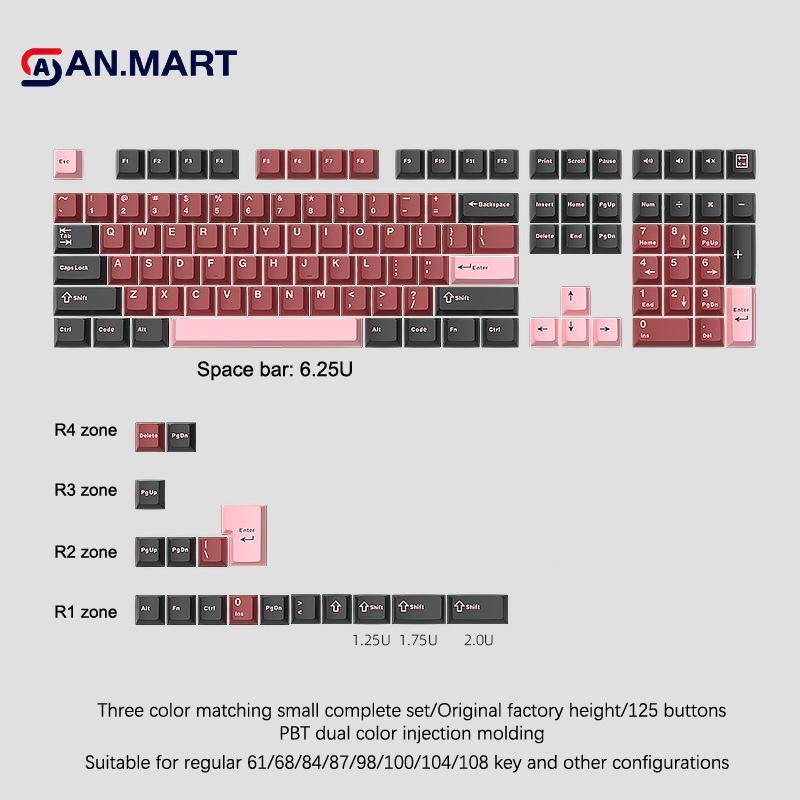 AN.MART 126 Phím Double Shot Keycap PBT Cherry Bàn Phím Chơi Game Cơ Học Cho MX Switch Keycap GMK67 