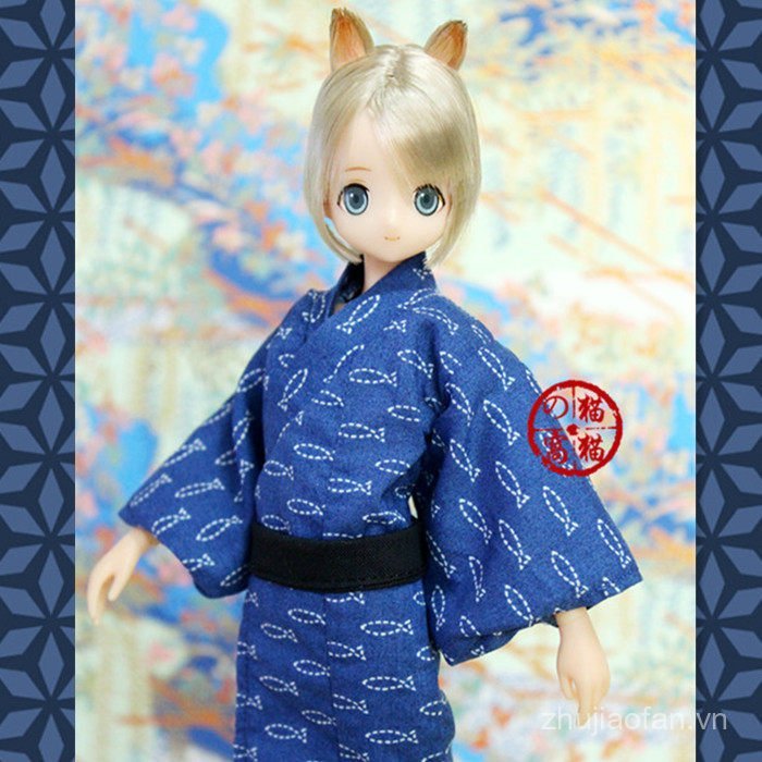 [Tổ mèo mèo] azone Point bjd Araki ob Sun Tsukijima Quần áo trẻ em Kimono nam sáu cá xanh đặc biệt