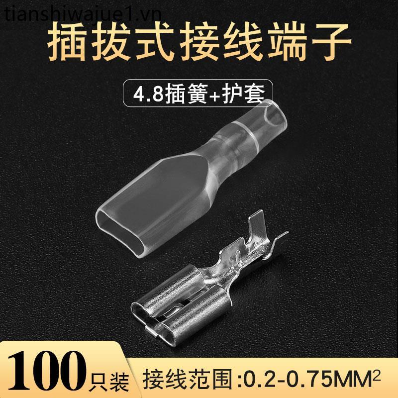 4.8 Plug-In Spring Terminal + Vỏ đồng Đầu nối Plug-In Chèn Nữ Plug-In Cold Press Connector Terminal 