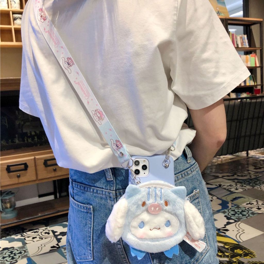 Ốp điện thoại dây buộc Apple 16Promax / 15 13pro Cinnamon Dog Coin Purse iPhoneXR Vỏ mềm 12 chống số