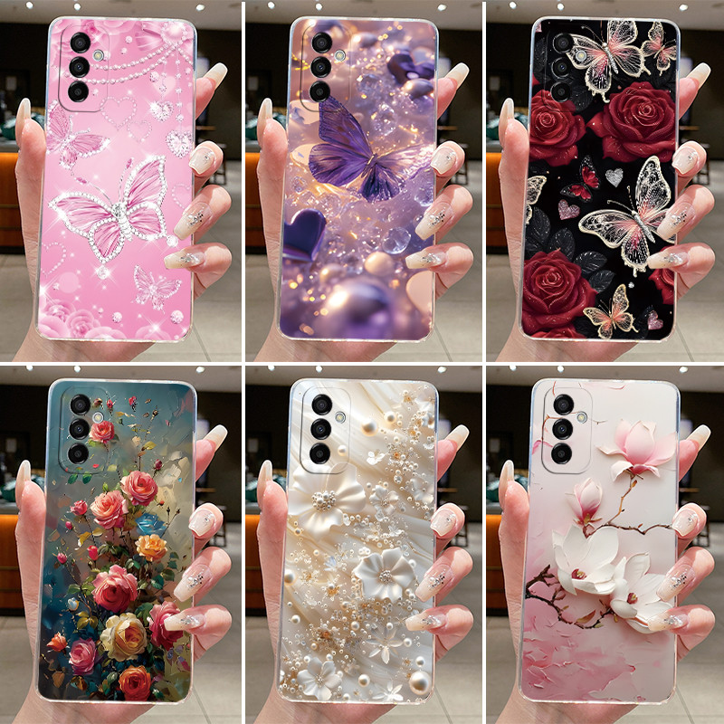 Dành Cho Samsung M23 Ốp Lưng Trong Suốt Hoa Thẩm Mỹ Silicon Mềm Thạch Ốp Lưng Cho Samsung Galaxy M23