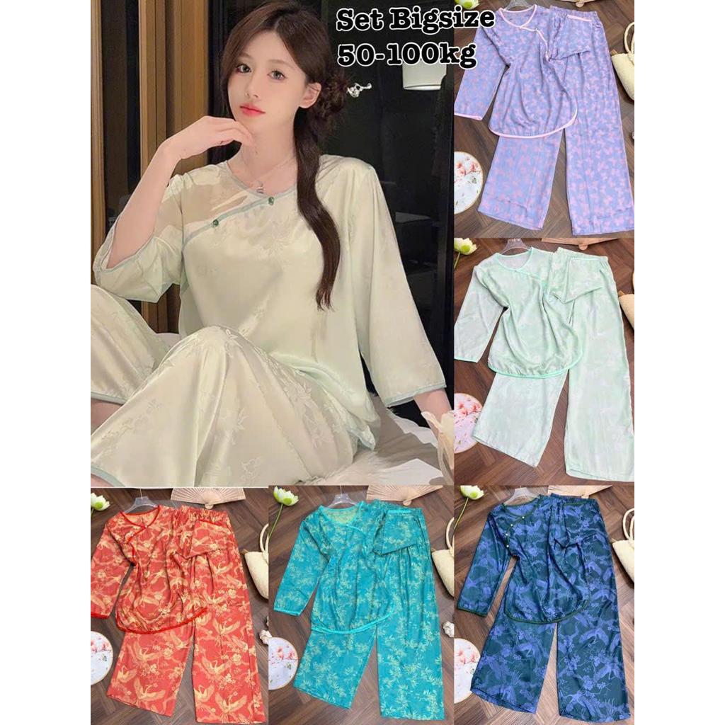 Đồ Bộ Bigsize - Đồ Ngủ Pijama Gấm Cao Cấp Én Nhỏ Pijama Bigsize Phong Cách Mới Hot Trend 2026 Đồ Ngủ