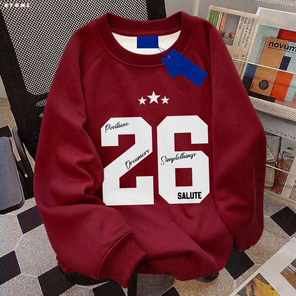 áo sweater nữ form rộng màu đỏ mùa đông hàn quốc 320Gsm áo tay dài nỉ tết local brand - RTOML