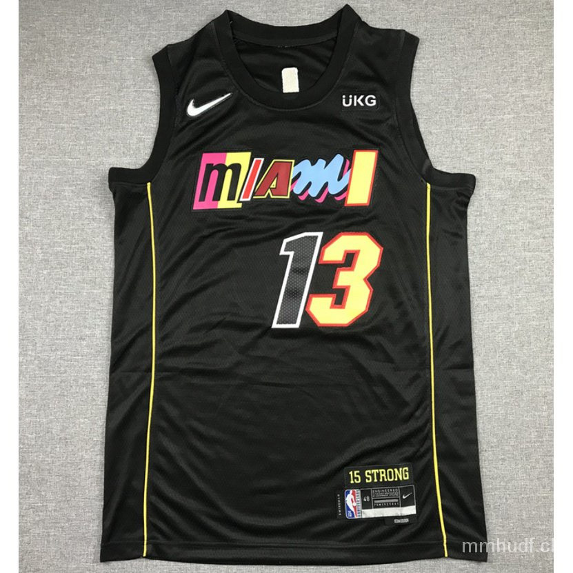 JOCELYN Mới Kỷ Niệm 75 Năm Nam Miami Heat # 13 Bam Adebayo Áo Bóng Rổ Thêu Jersey Đen QRpo