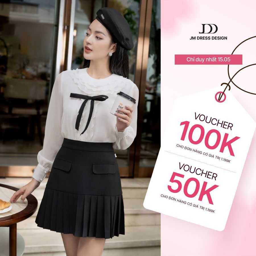 Áo sơ mi thiết kế JM Dress Design bèo cổ tròn 2S26.2309OG