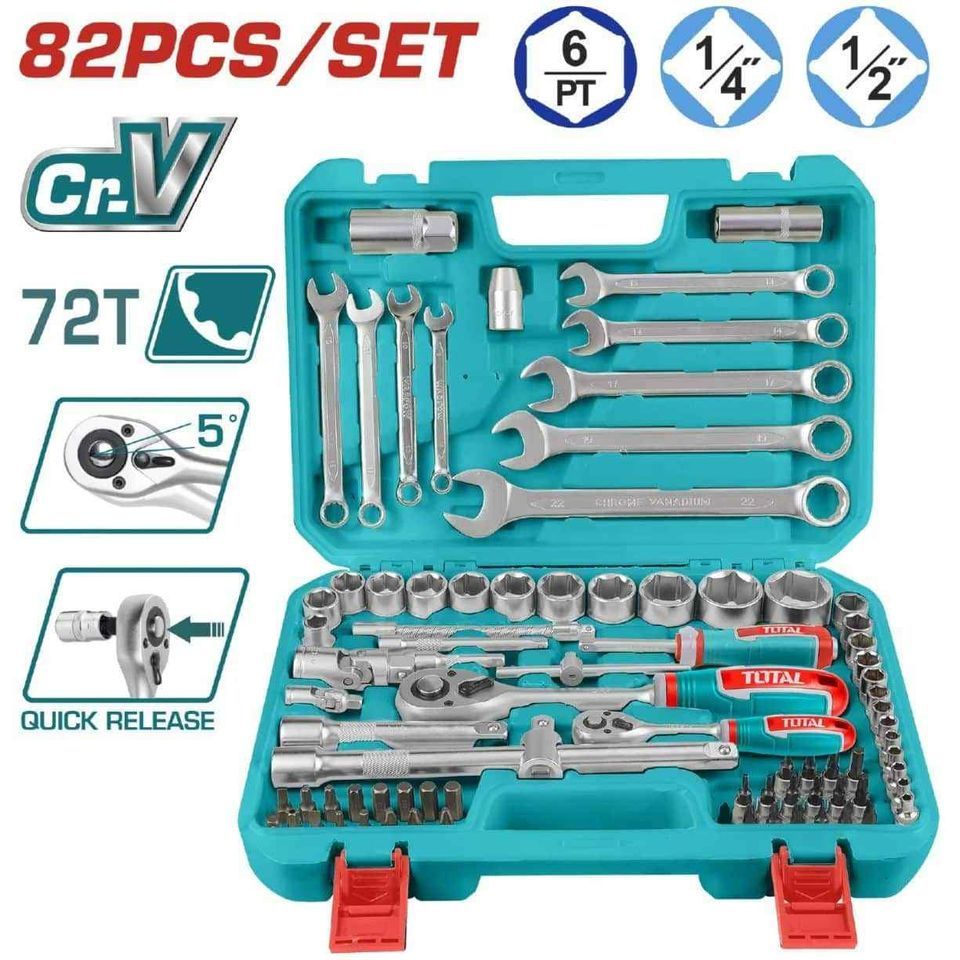 (M63) Bộ 82 đầu tuýp 1/4 inch &1/2 inch Total THT421802 .T12