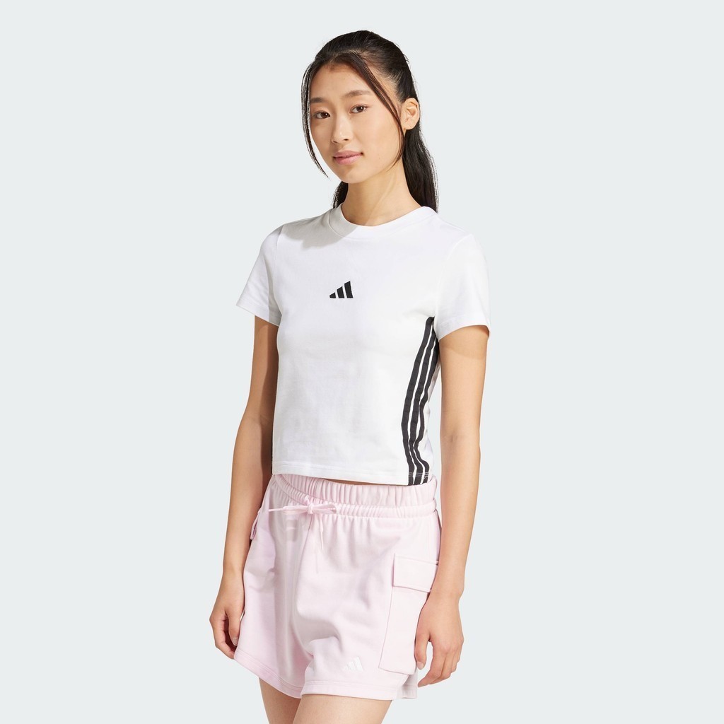 adidas Lifestyle Essentials 3-Stripes Slim Baby Tee Women White JE1239